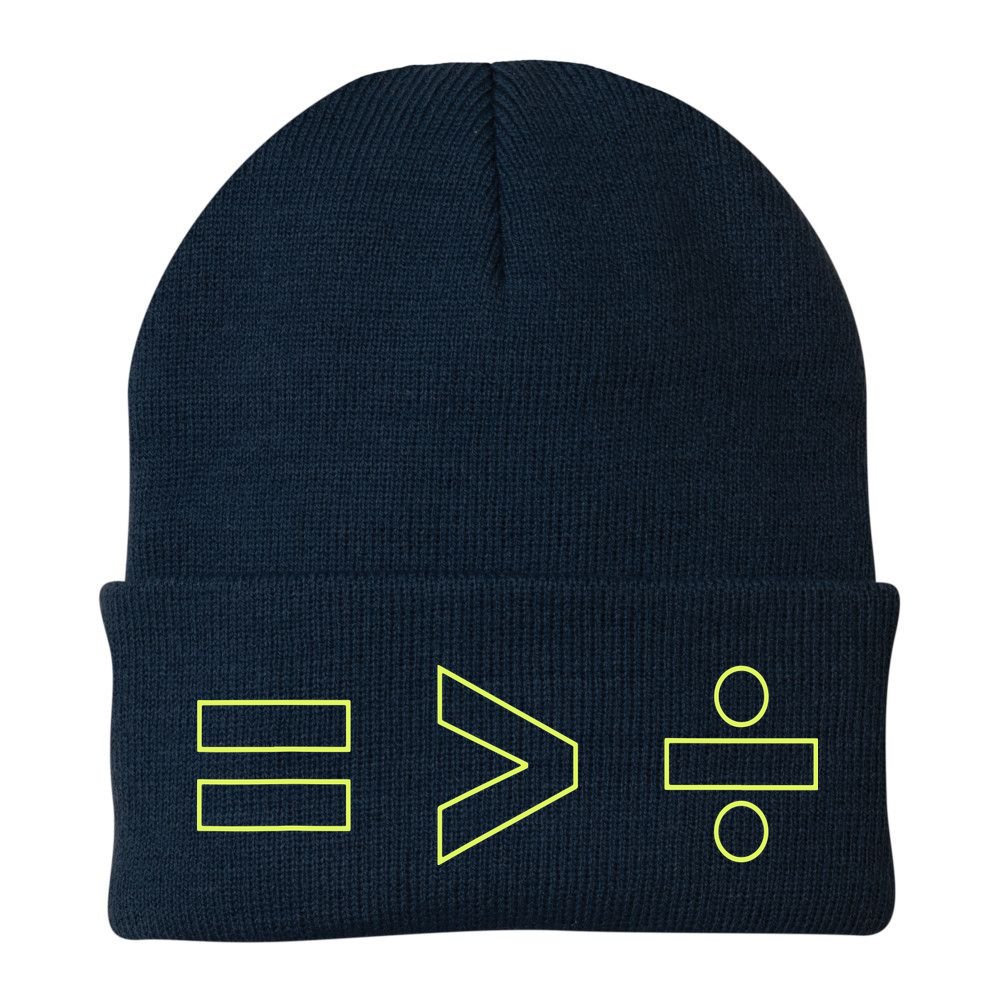 Math Equality Sign, Greater Than Division Sign Beanie