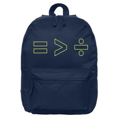 Math Equality Sign, Greater Than Division Sign 16 in Basic Backpack