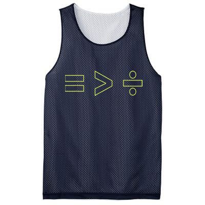 Math Equality Sign, Greater Than Division Sign Mesh Reversible Basketball Jersey Tank