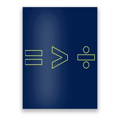 Math Equality Sign, Greater Than Division Sign Poster