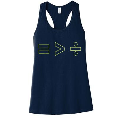 Math Equality Sign, Greater Than Division Sign Womens Tank Top