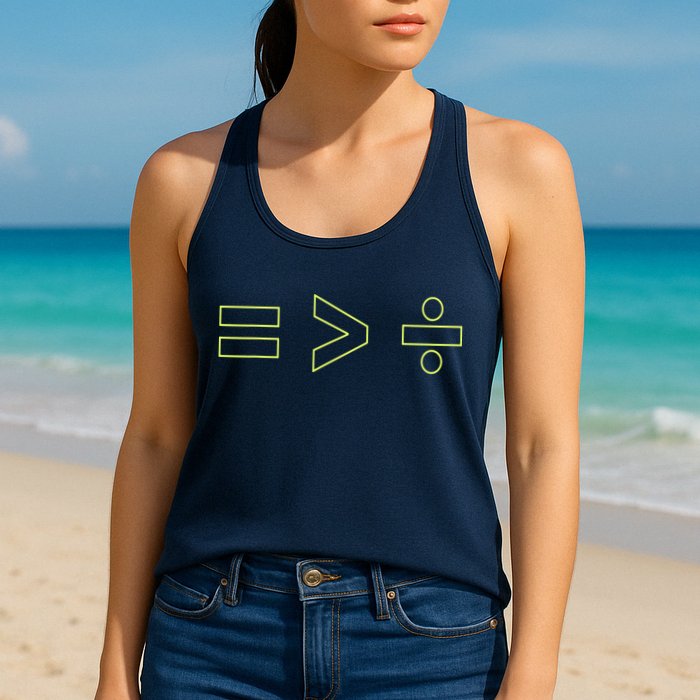 Math Equality Sign, Greater Than Division Sign Womens Tank Top