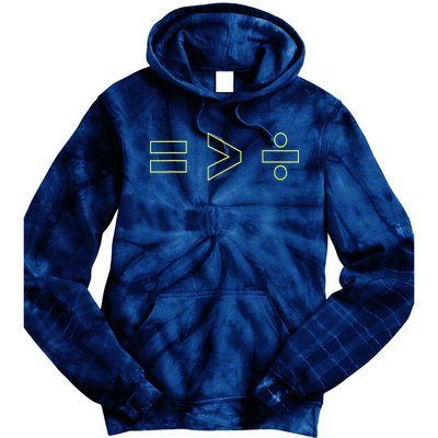 Math Equality Sign, Greater Than Division Sign Tie Dye Hoodie