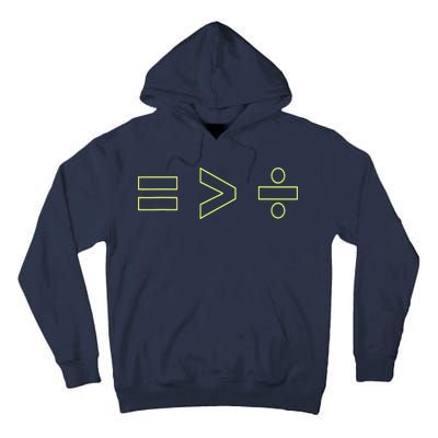 Math Equality Sign, Greater Than Division Sign Tall Hoodie
