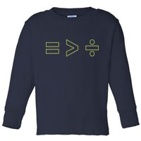 Math Equality Sign, Greater Than Division Sign Toddler Long Sleeve Shirt