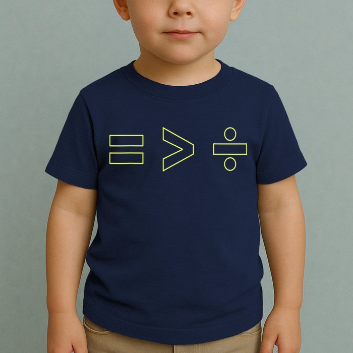 Math Equality Sign, Greater Than Division Sign Toddler T-Shirt