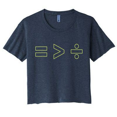 Math Equality Sign, Greater Than Division Sign Crop Top