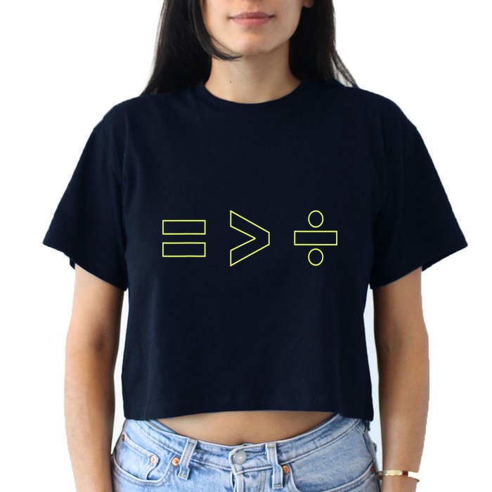Math Equality Sign, Greater Than Division Sign Crop Top