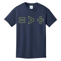Math Equality Sign, Greater Than Division Sign Kids T-Shirt