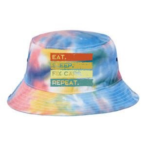 Mechanic Eat Sleep Fix Cars Repeat Funny Tie Dye Newport Bucket Hat