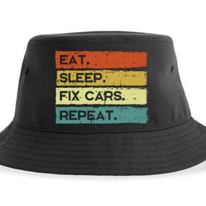 Mechanic Eat Sleep Fix Cars Repeat Funny Sustainable Bucket Hat