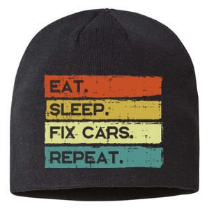 Mechanic Eat Sleep Fix Cars Repeat Funny Sustainable Beanie