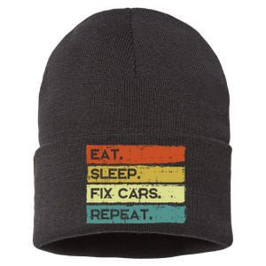 Mechanic Eat Sleep Fix Cars Repeat Funny Sustainable Knit Beanie