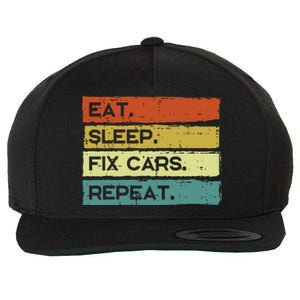 Mechanic Eat Sleep Fix Cars Repeat Funny Wool Snapback Cap