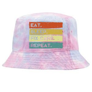 Mechanic Eat Sleep Fix Cars Repeat Funny Tie-Dyed Bucket Hat