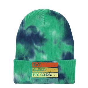 Mechanic Eat Sleep Fix Cars Repeat Funny Tie Dye 12in Knit Beanie