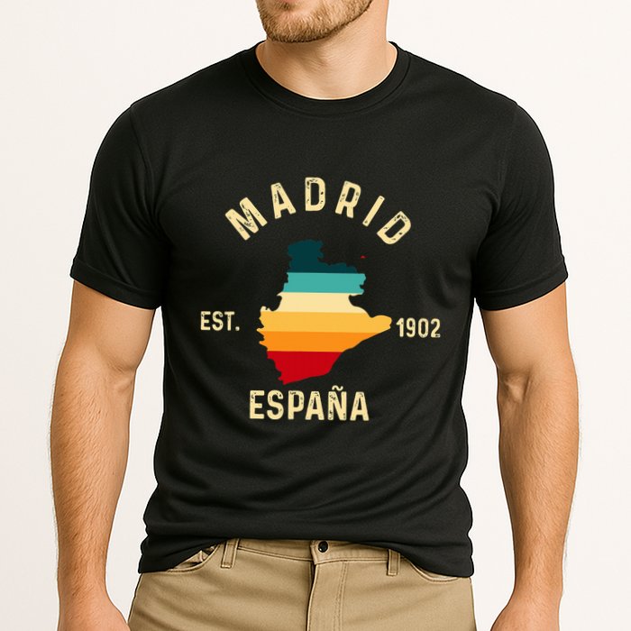 Madrid Espana Spain Est. Souvenir Flag Map Vacation Cooling Performance Crew T-Shirt
