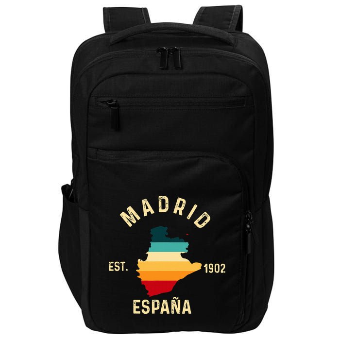 Madrid Espana Spain Est. Souvenir Flag Map Vacation Impact Tech Backpack