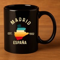 Madrid Espana Spain Est. Souvenir Flag Map Vacation 11oz C Handle Ceramic Mug