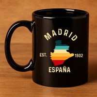 Madrid Espana Spain Est. Souvenir Flag Map Vacation 11oz C Handle Ceramic Mug