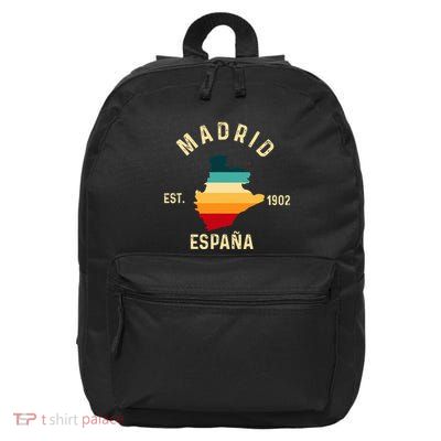 Madrid Espana Spain Est. Souvenir Flag Map Vacation 16 in Basic Backpack