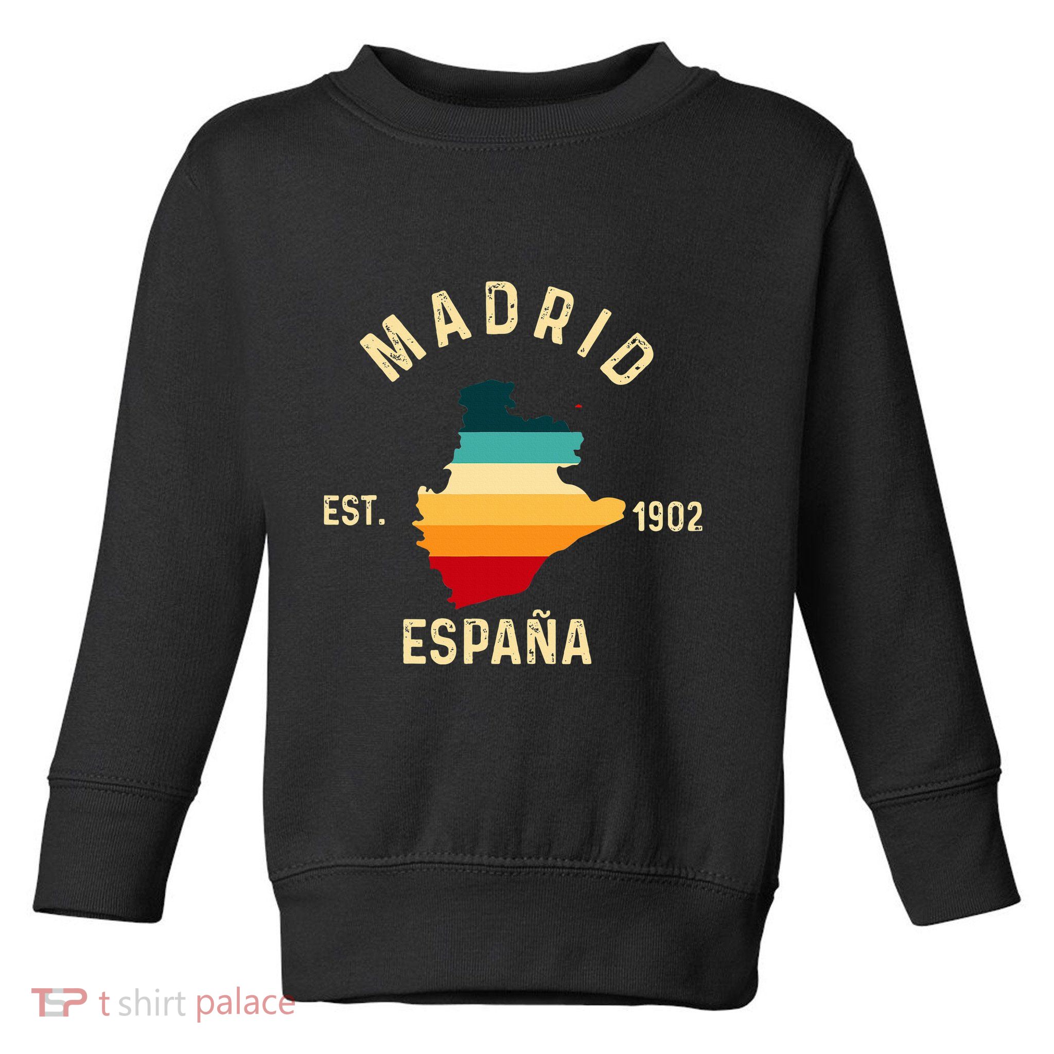 Madrid Espana Spain Est. Souvenir Flag Map Vacation Toddler Sweatshirt
