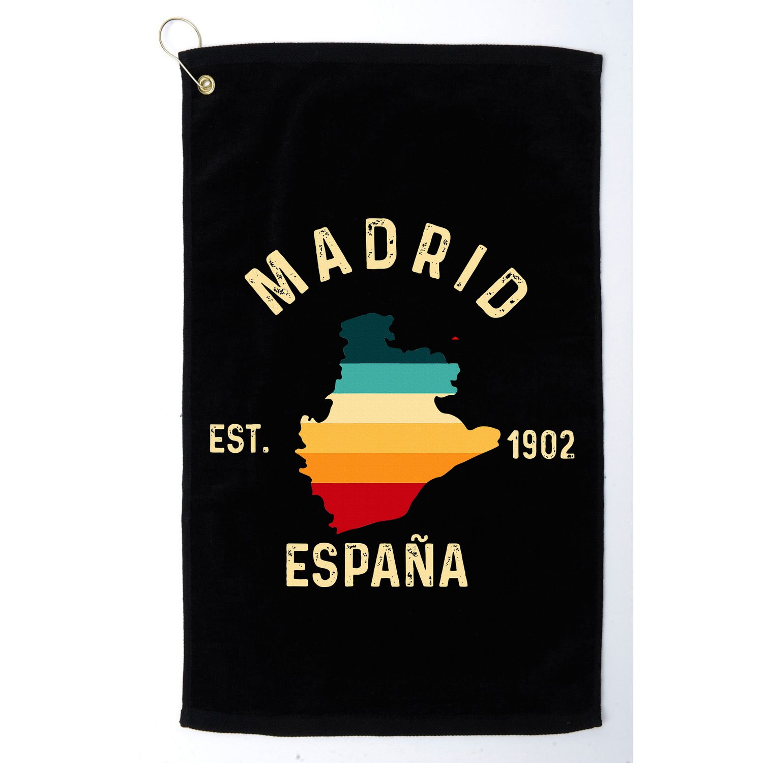 Madrid Espana Spain Est. Souvenir Flag Map Vacation Golf Towel