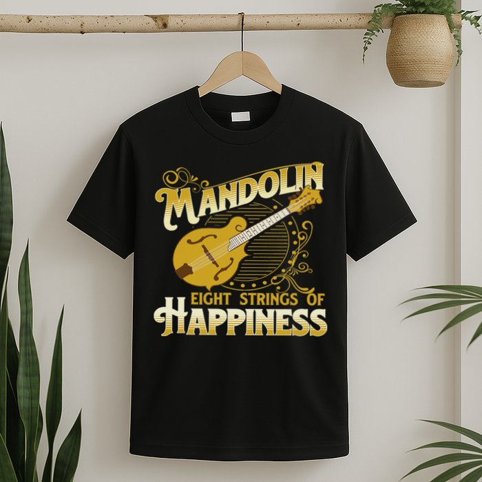 Mandolin Eight Strings Of Happiness Mandolin Folk Player T-Shirt