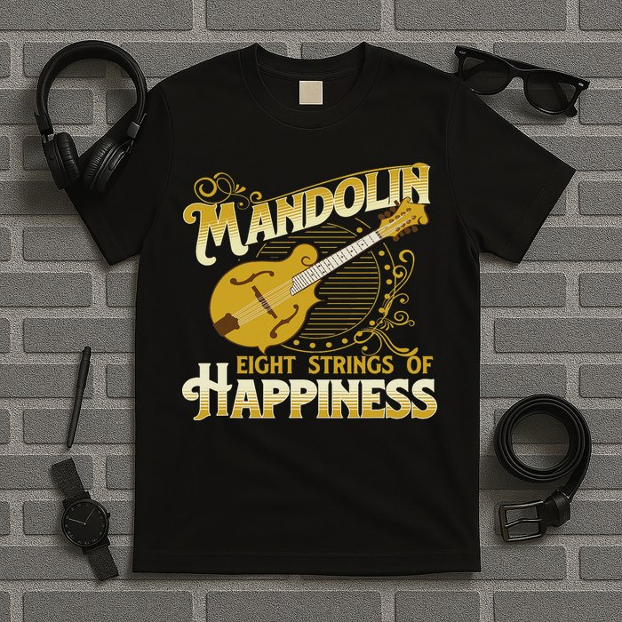Mandolin Eight Strings Of Happiness Mandolin Folk Player T-Shirt
