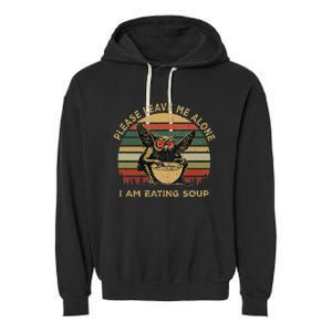 Mothman Eating Soup Please Leave Me Alone I Am Eating Soup Garment-Dyed Fleece Hoodie