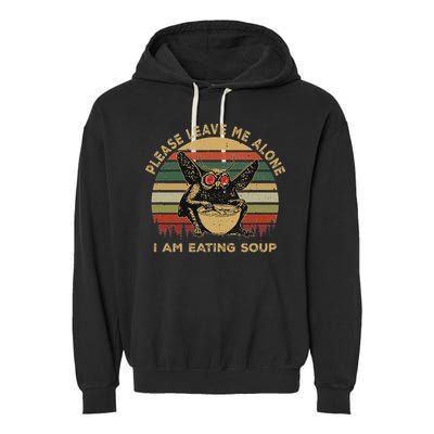 Mothman Eating Soup Please Leave Me Alone I Am Eating Soup Garment-Dyed Fleece Hoodie