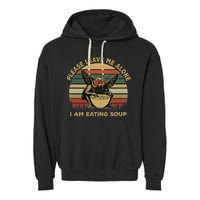 Mothman Eating Soup Please Leave Me Alone I Am Eating Soup Garment-Dyed Fleece Hoodie