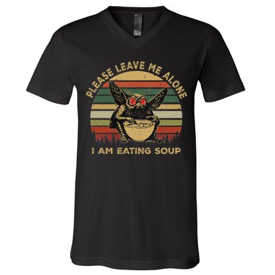 Mothman Eating Soup Please Leave Me Alone I Am Eating Soup V-Neck T-Shirt