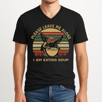Mothman Eating Soup Please Leave Me Alone I Am Eating Soup V-Neck T-Shirt
