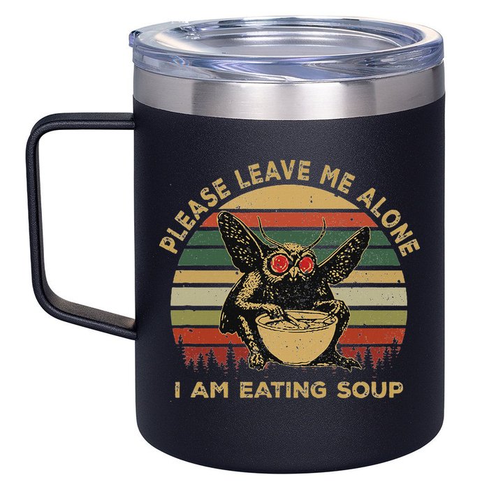 Mothman Eating Soup Please Leave Me Alone I Am Eating Soup 12oz Stainless Steel Coffee Mug