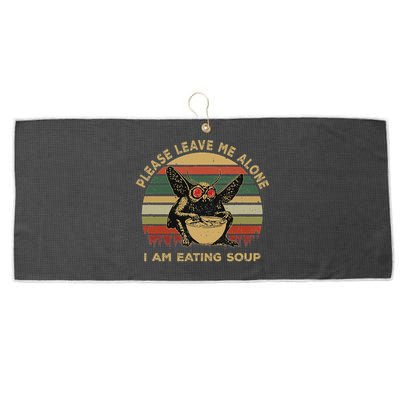 Mothman Eating Soup Please Leave Me Alone I Am Eating Soup Large Microfiber Waffle Golf Towel