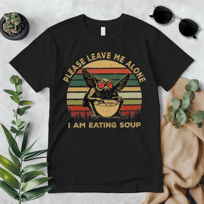Mothman Eating Soup Please Leave Me Alone I Am Eating Soup Premium T-Shirt