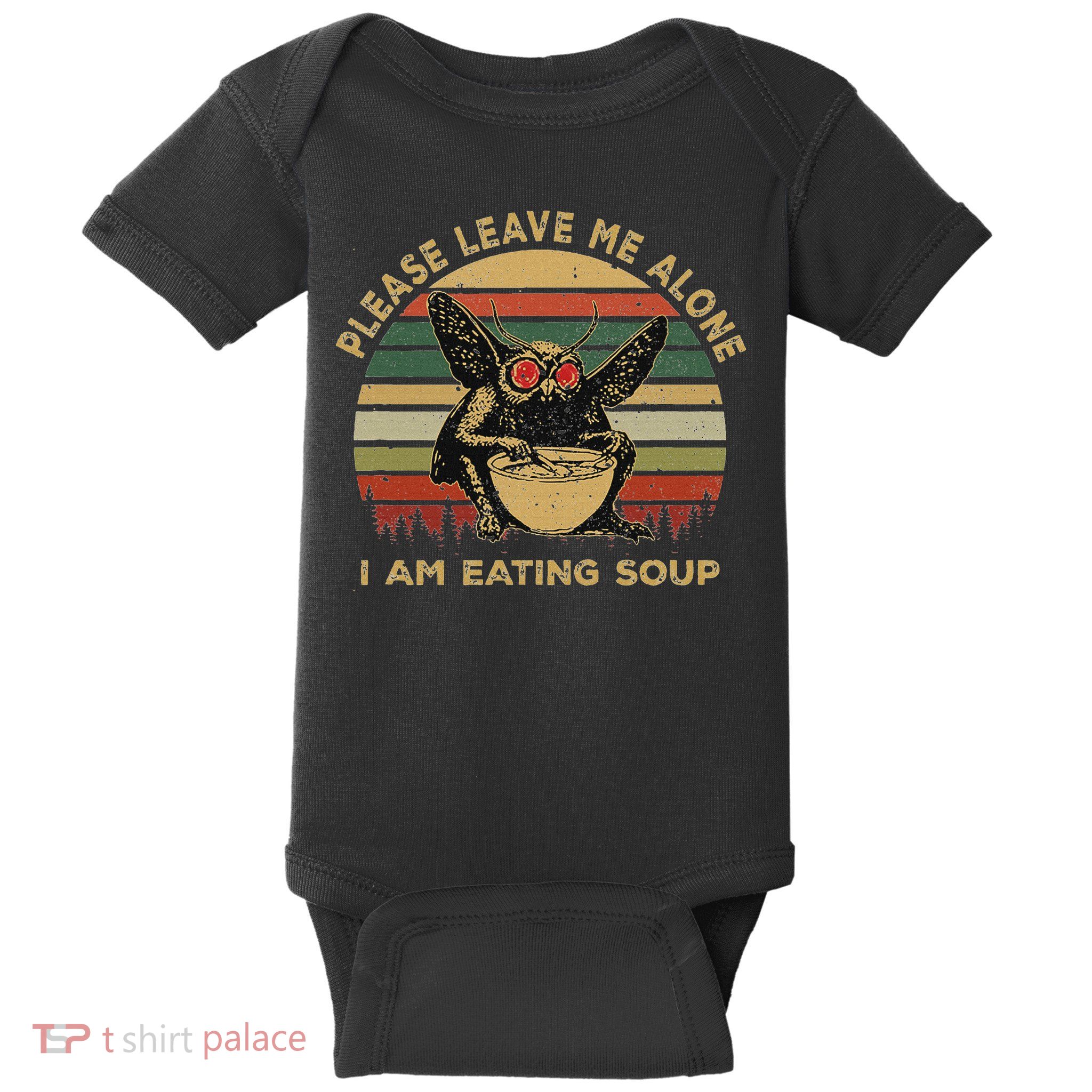 Mothman Eating Soup Please Leave Me Alone I Am Eating Soup Baby Bodysuit