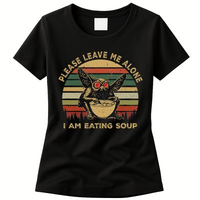 Mothman Eating Soup Please Leave Me Alone I Am Eating Soup Womens T-Shirt