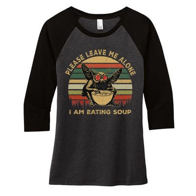 Mothman Eating Soup Please Leave Me Alone I Am Eating Soup Women's Tri-Blend 3/4-Sleeve Raglan Shirt