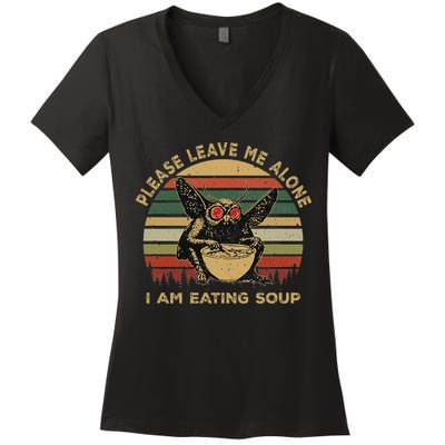 Mothman Eating Soup Please Leave Me Alone I Am Eating Soup Women's V-Neck T-Shirt