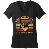 Mothman Eating Soup Please Leave Me Alone I Am Eating Soup Women's V-Neck T-Shirt
