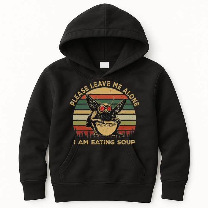 Mothman Eating Soup Please Leave Me Alone I Am Eating Soup Kids Hoodie