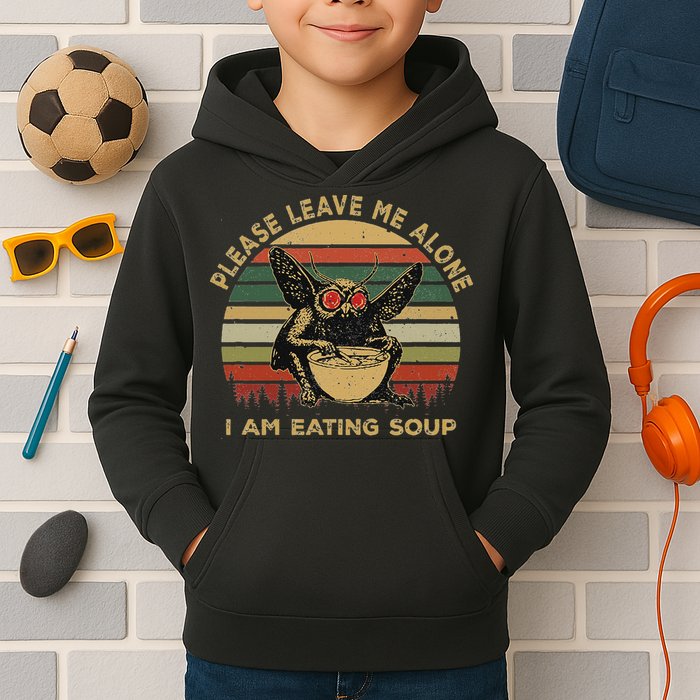 Mothman Eating Soup Please Leave Me Alone I Am Eating Soup Kids Hoodie
