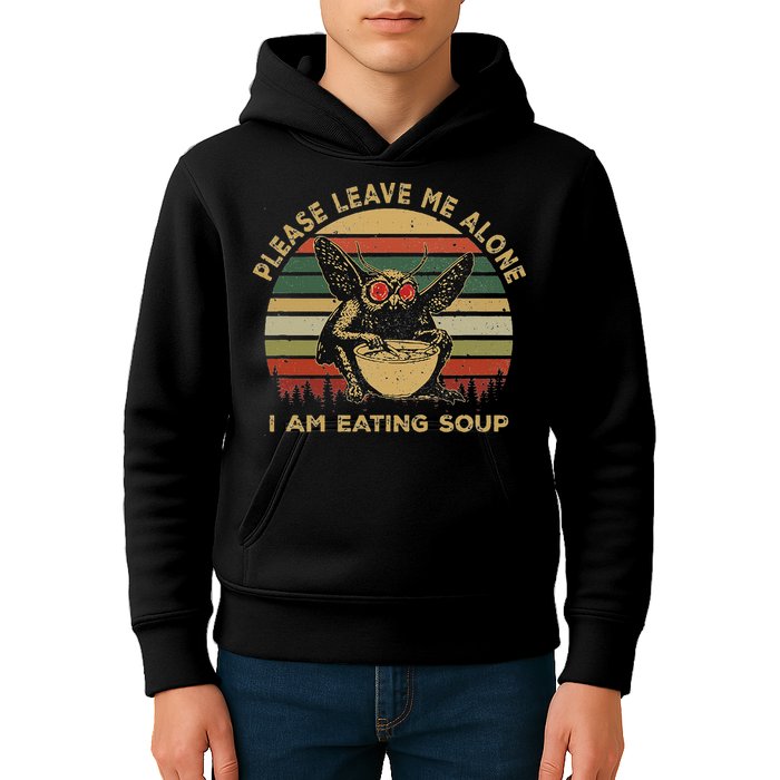 Mothman Eating Soup Please Leave Me Alone I Am Eating Soup Kids Hoodie