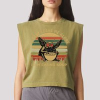 Mothman Eating Soup Please Leave Me Alone I Am Eating Soup Garment-Dyed Women's Muscle Tee