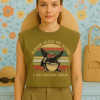 Mothman Eating Soup Please Leave Me Alone I Am Eating Soup Garment-Dyed Women's Muscle Tee