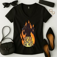 Mess With The Best Burn Like The Rest Women's V-Neck T-Shirt