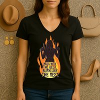 Mess With The Best Burn Like The Rest Women's V-Neck T-Shirt