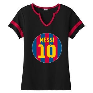 Messi Number 10 Retired Soccer Jersey Ladies Halftime Notch Neck Tee